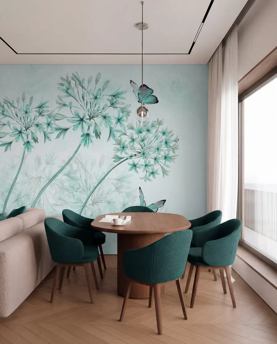 wall murals Plant, flower and blue in blue colors u35495v2
