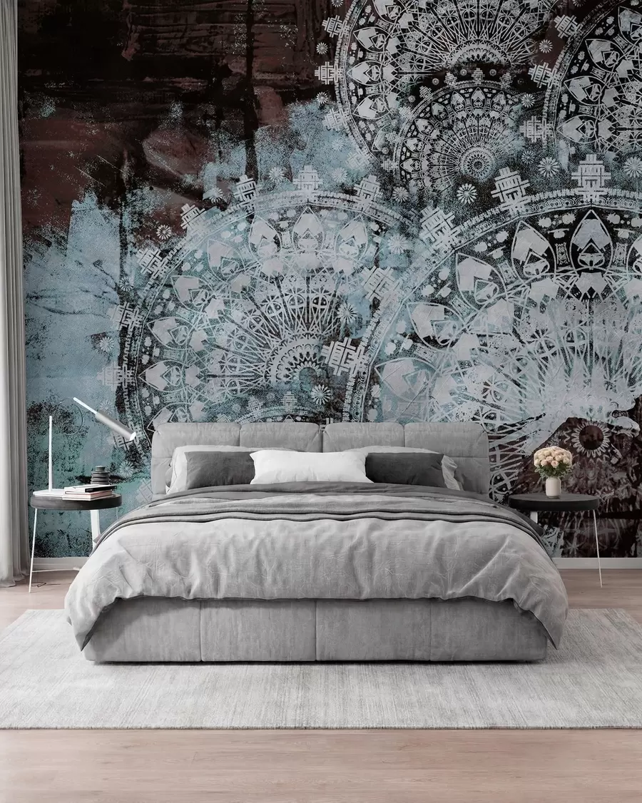 wall murals Vintage mandala in blue colors u93958v1