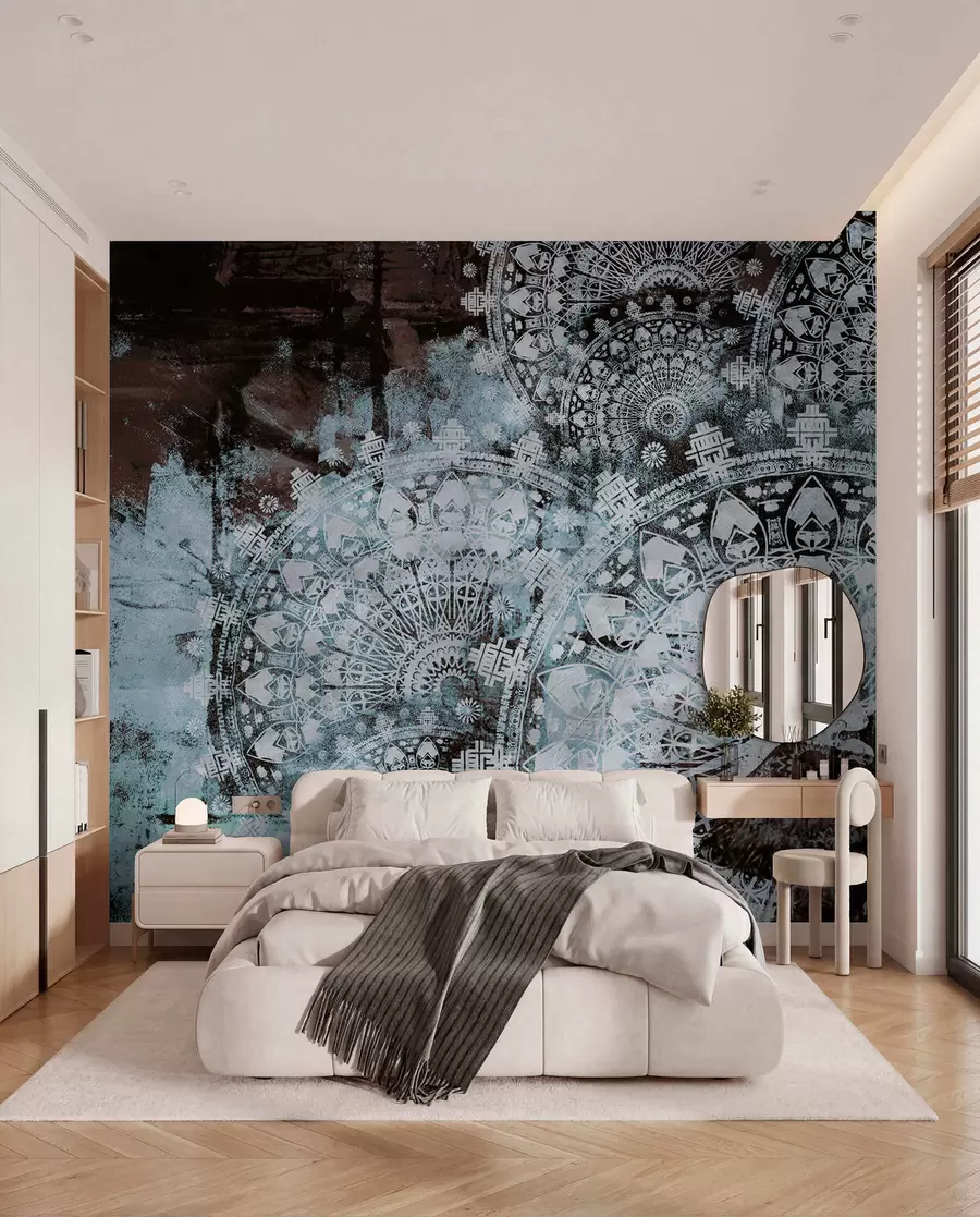 wall murals Vintage mandala in blue colors u93958v1