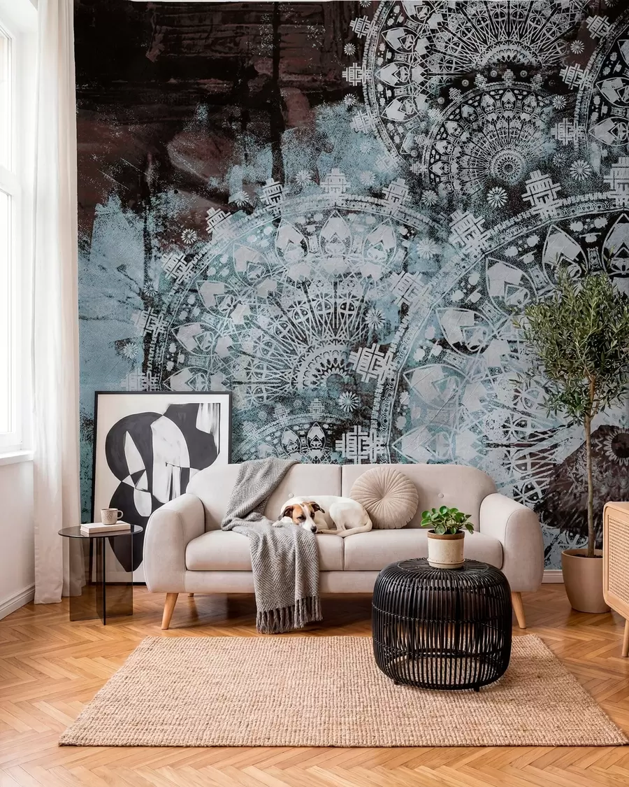 wall murals Mandala Patina in Ice Blue u93958v1