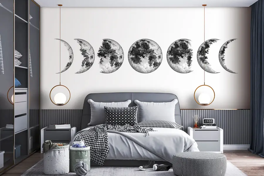 wall murals Phases of the Moon isolated on a white background u98058
