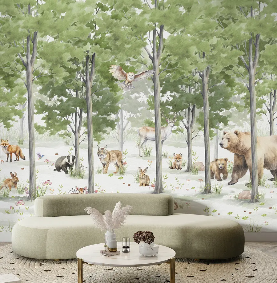 wall murals Forest with animals u97741