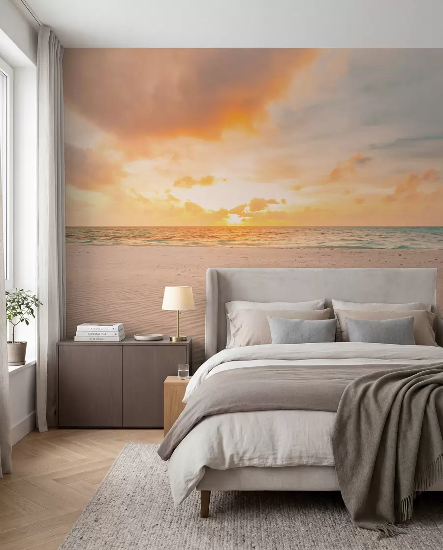 wall murals Beach white sand sea and waves u97894