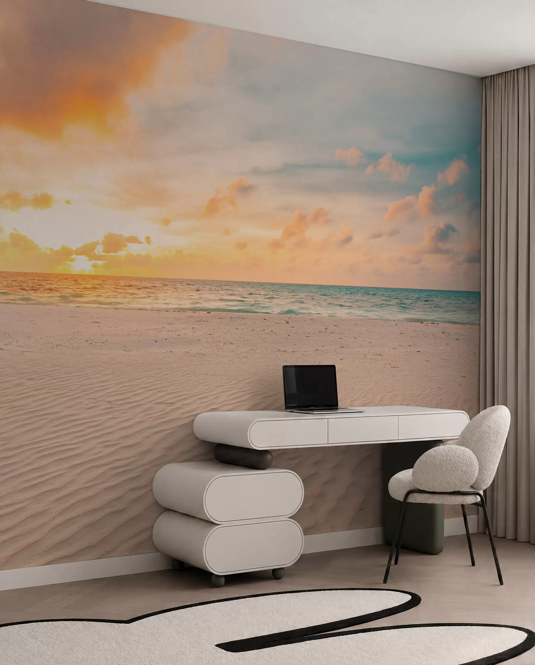 wall murals Beach white sand sea and waves u97894