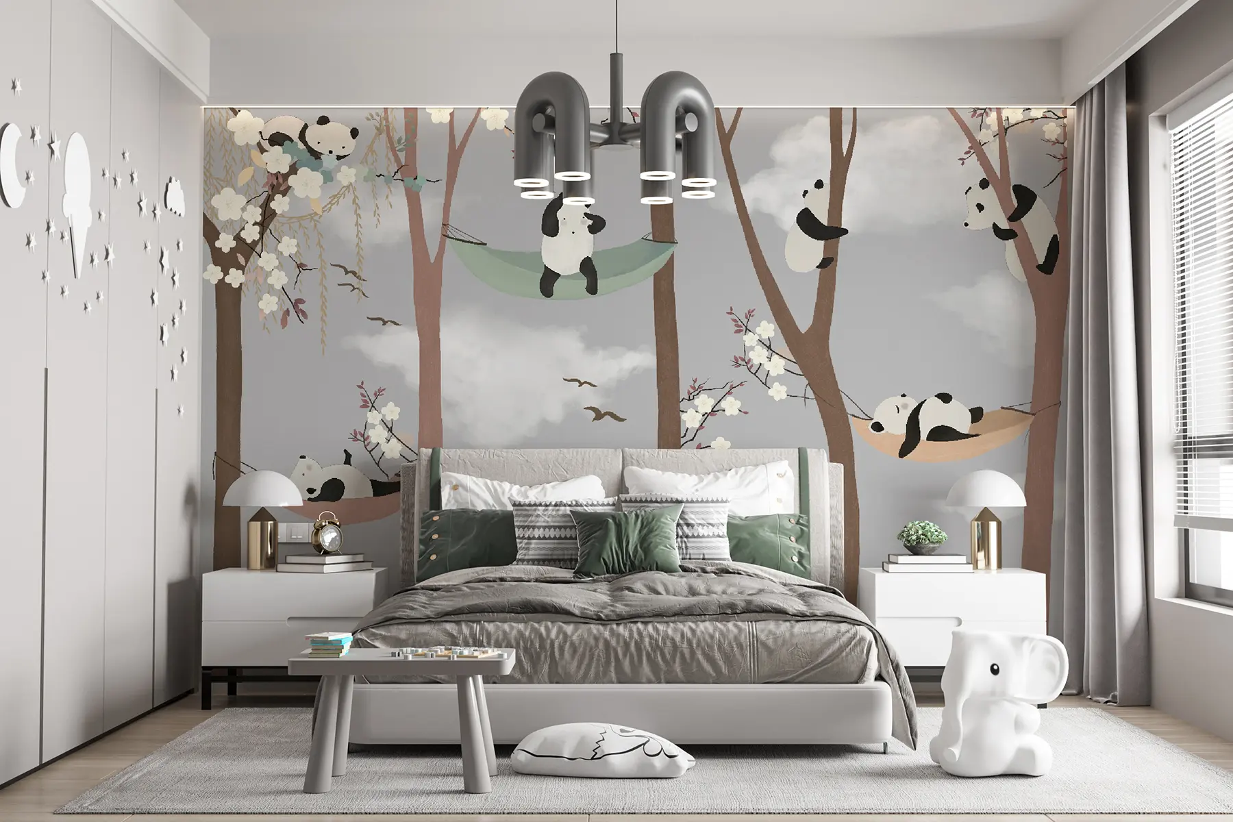 wall murals Pandas on vacation in hammocks u25523