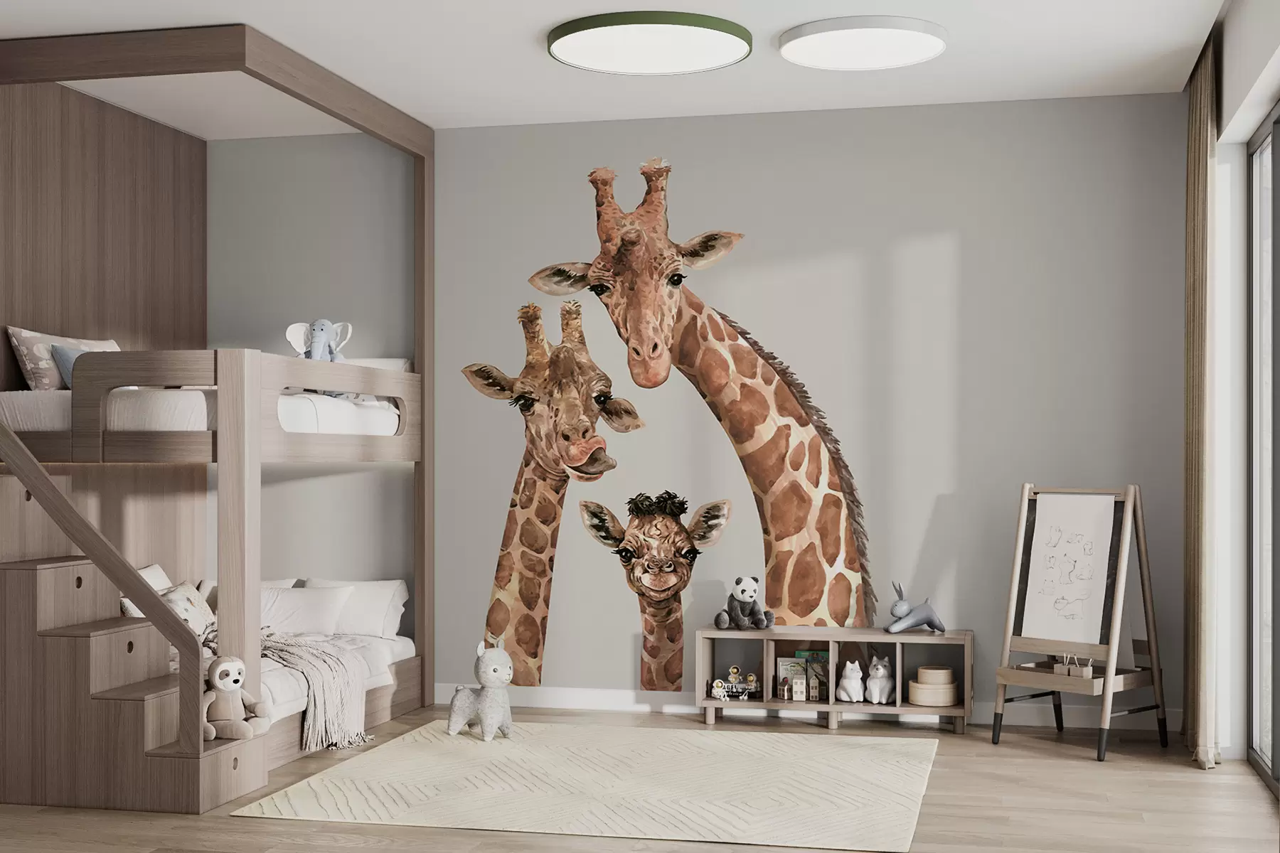 wall murals A cheerful family of giraffes u98525