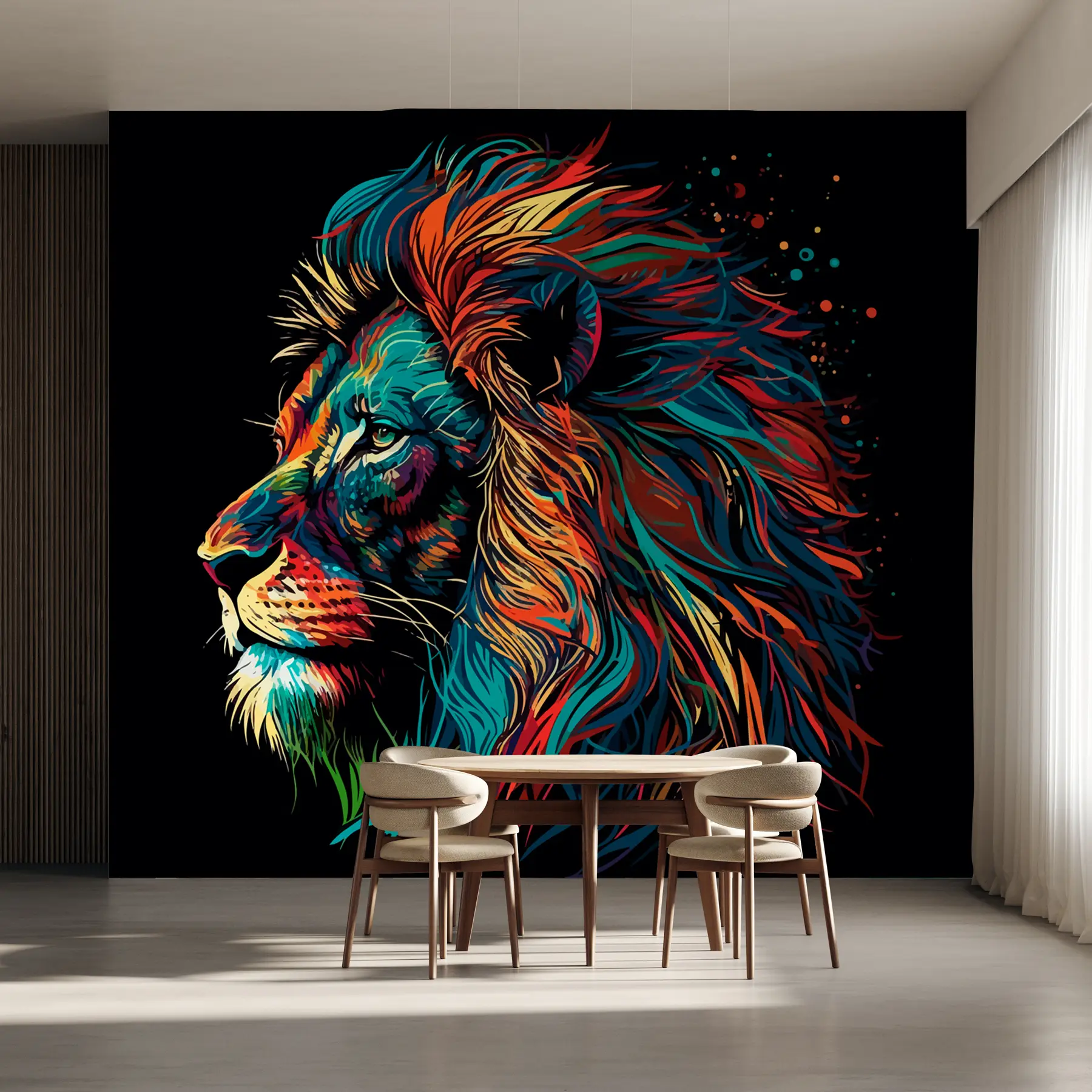 wall murals Colourful lion head in pop art style u98185
