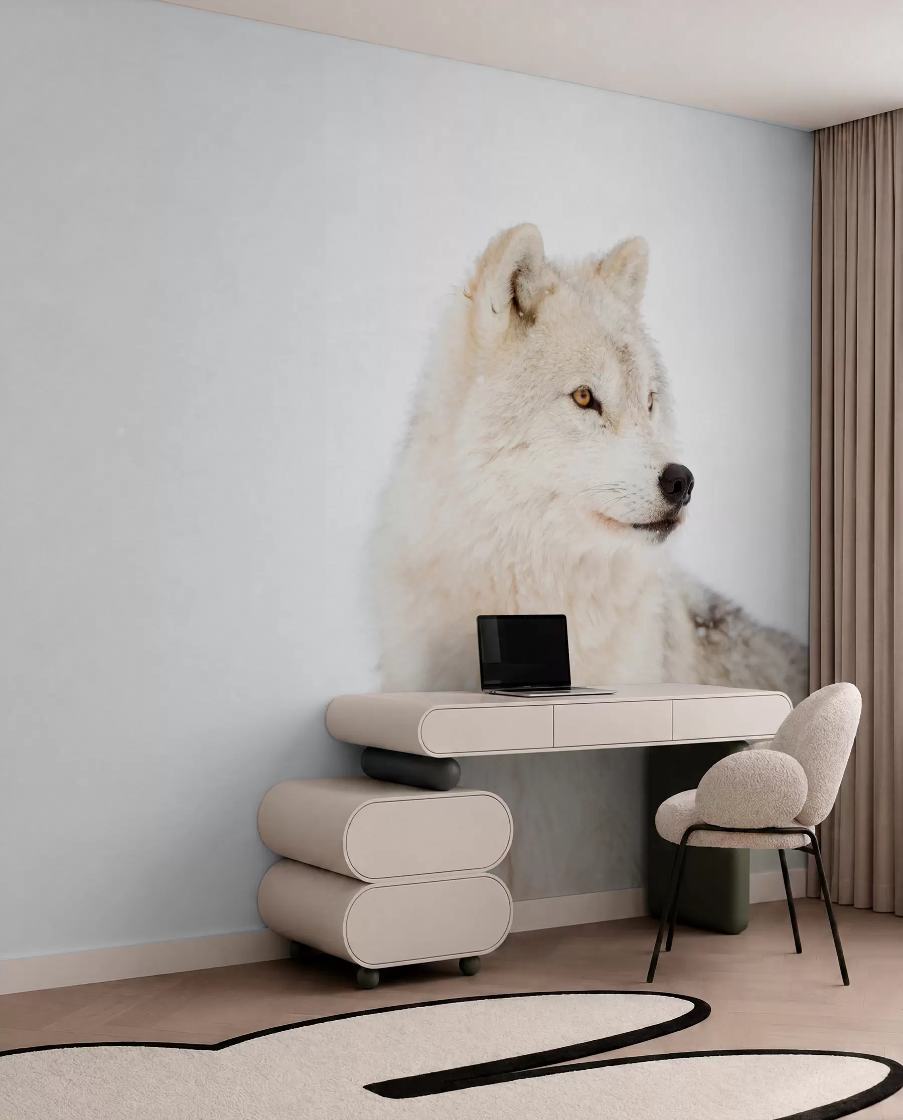 wall murals Arctic wolf on white background u98189