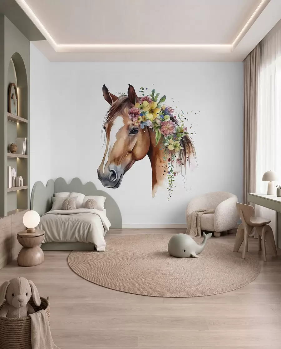 wall murals Horse with a Flower Crown u98192