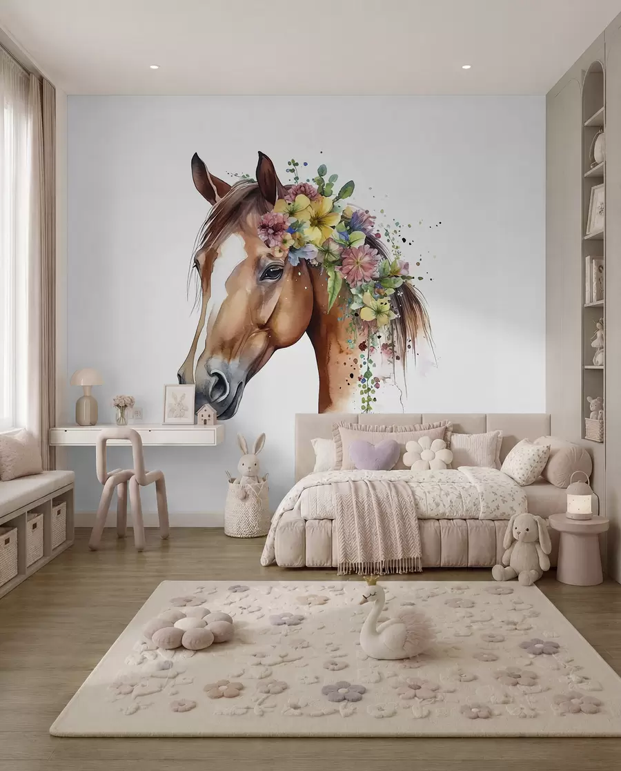 wall murals Horse with a Flower Crown u98192
