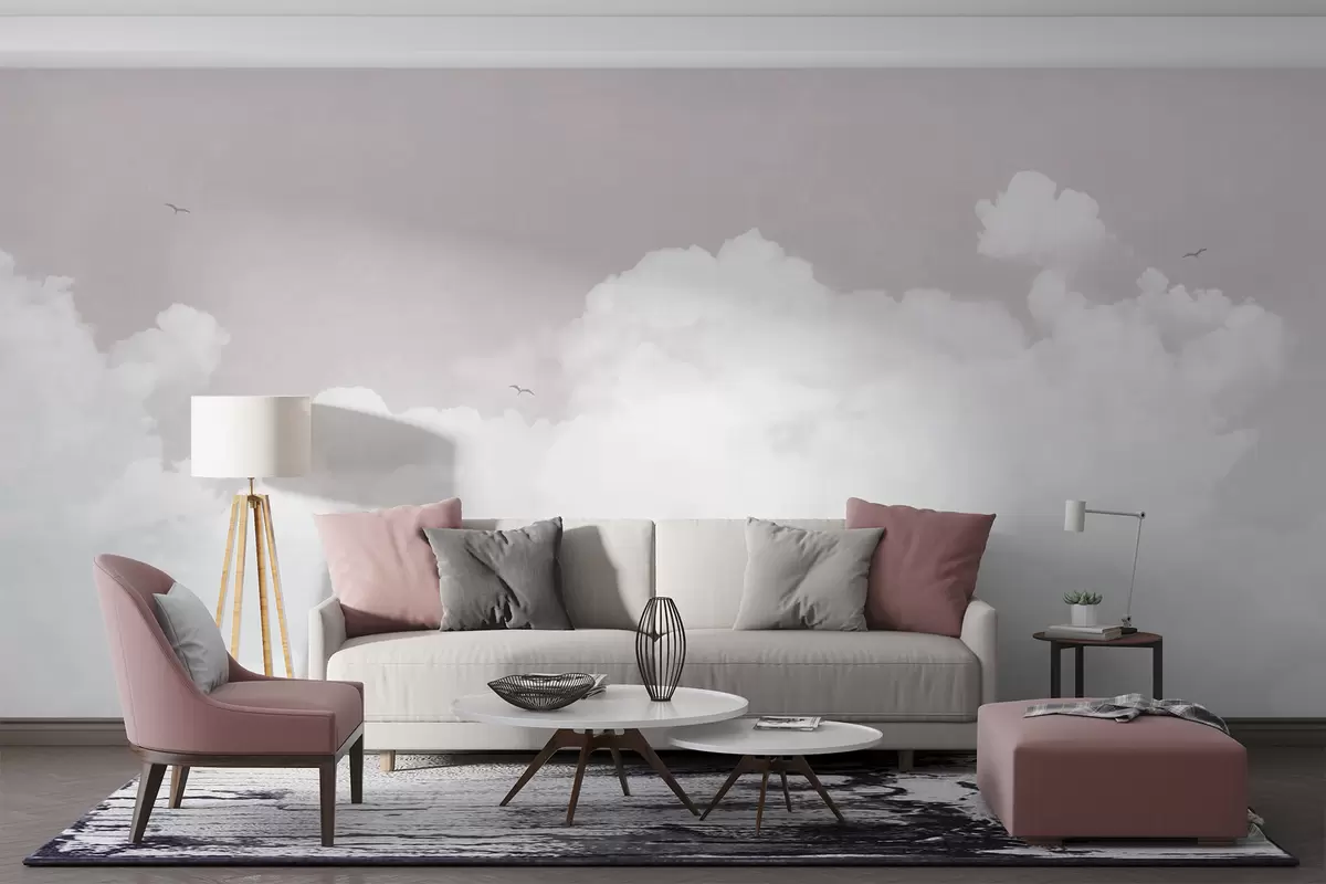 wall murals Vintage clouds in the sky in pink u96783v1