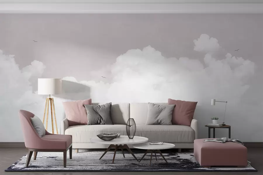 wall murals Vintage clouds in the sky in pink u96783v1