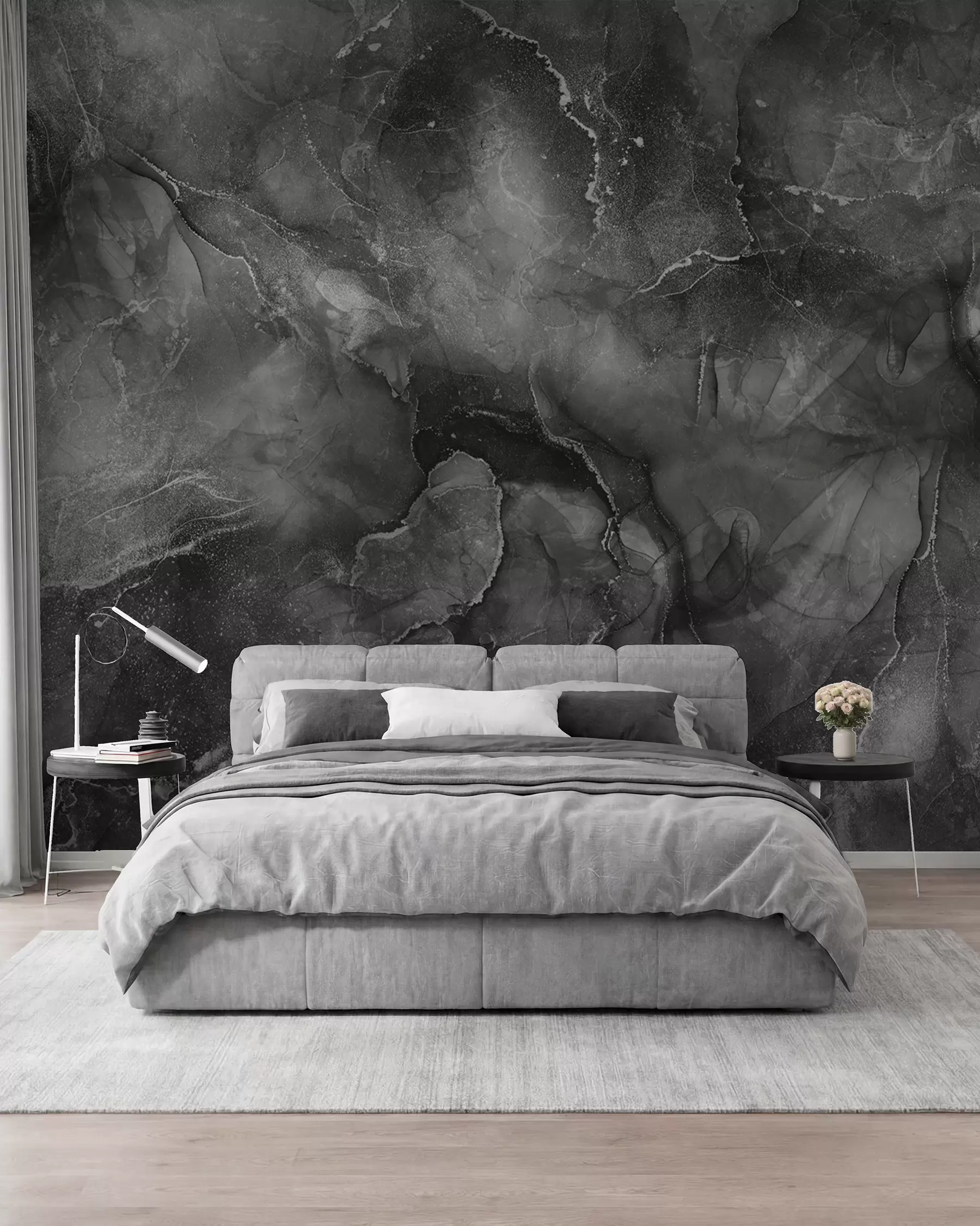 wall murals Veined Charcoal Stone u98415