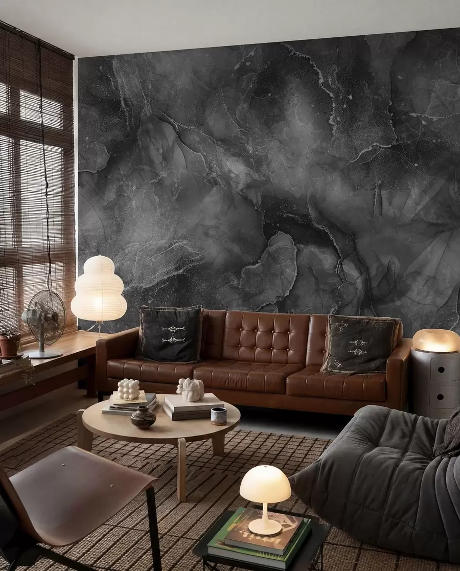 wall murals Veined Charcoal Stone u98415