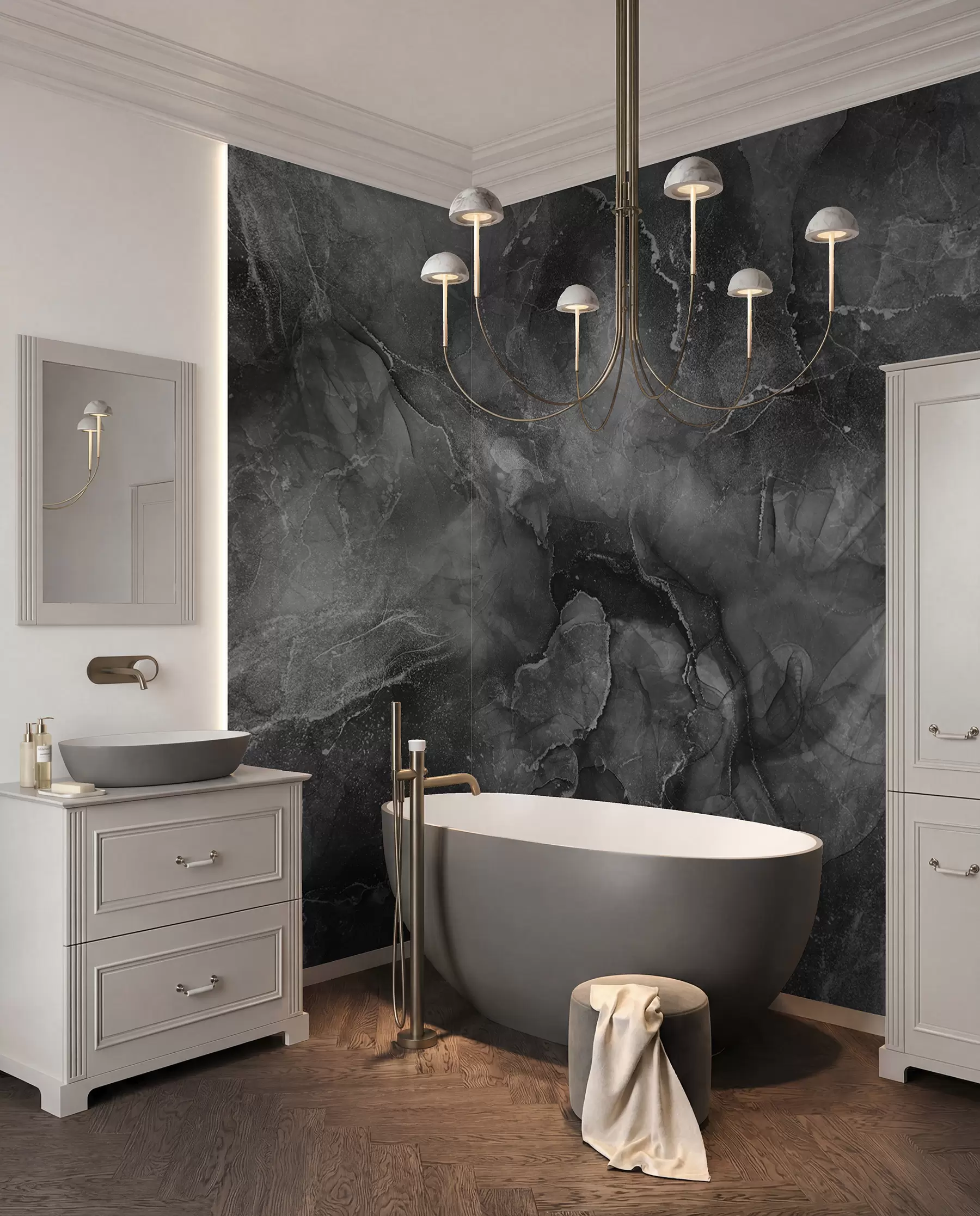wall murals Veined Charcoal Stone u98415