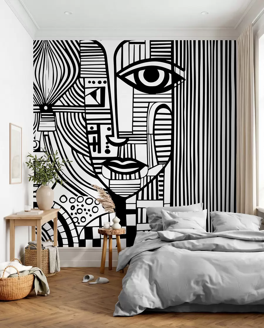 wall murals Abstract black and white face u98714