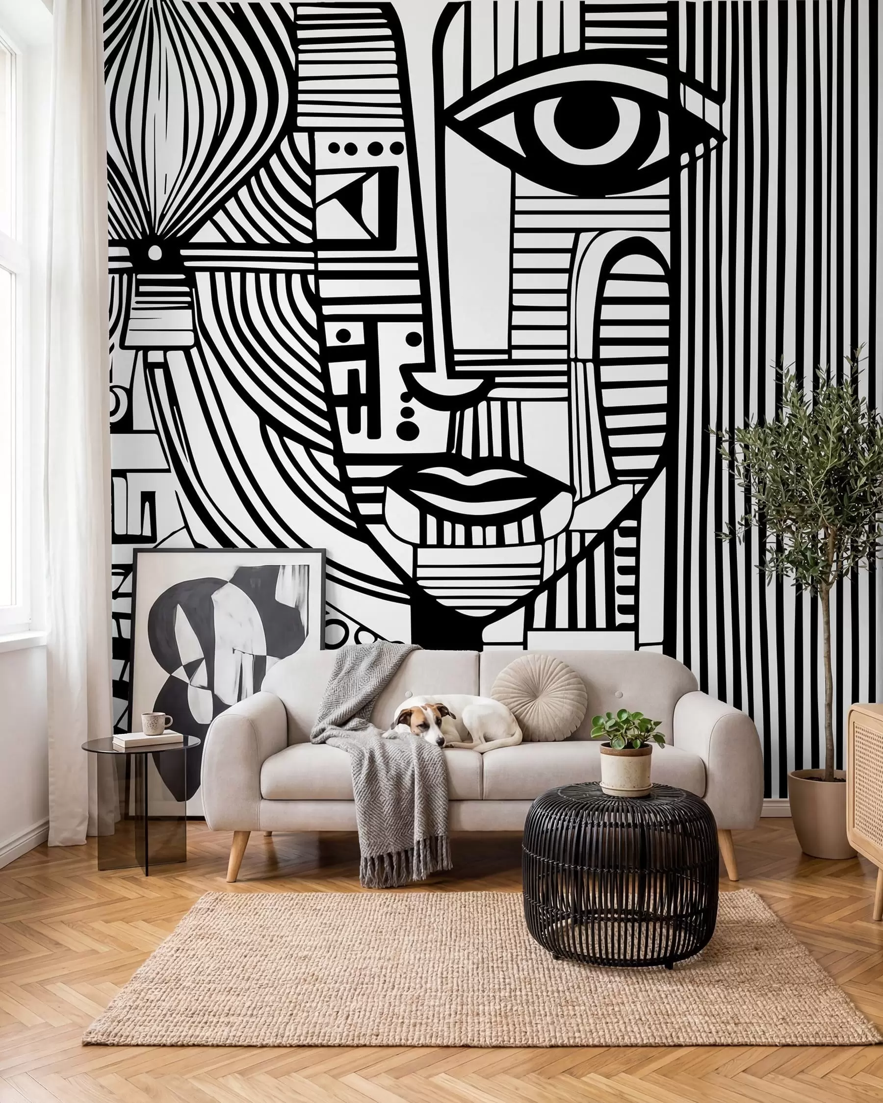 wall murals Abstract black and white face u98714