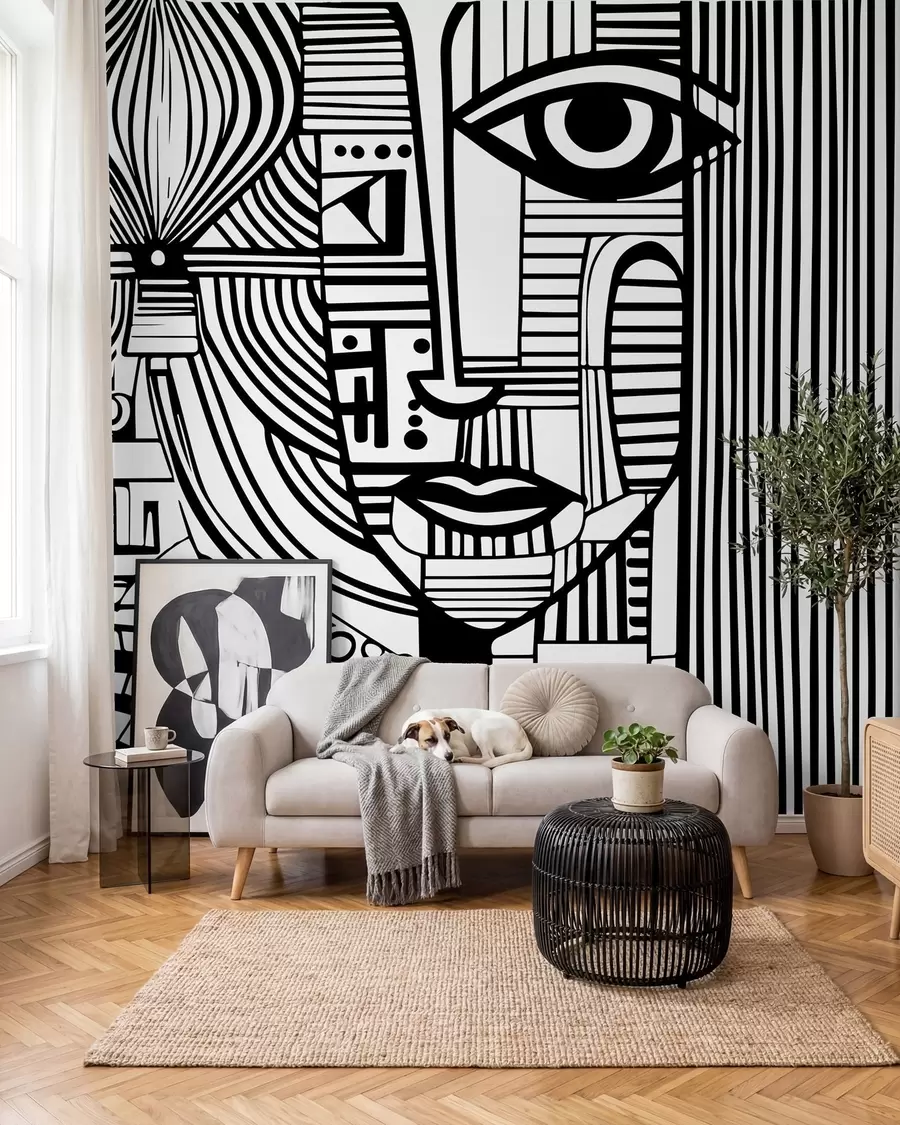 wall murals Abstract black and white face u98714