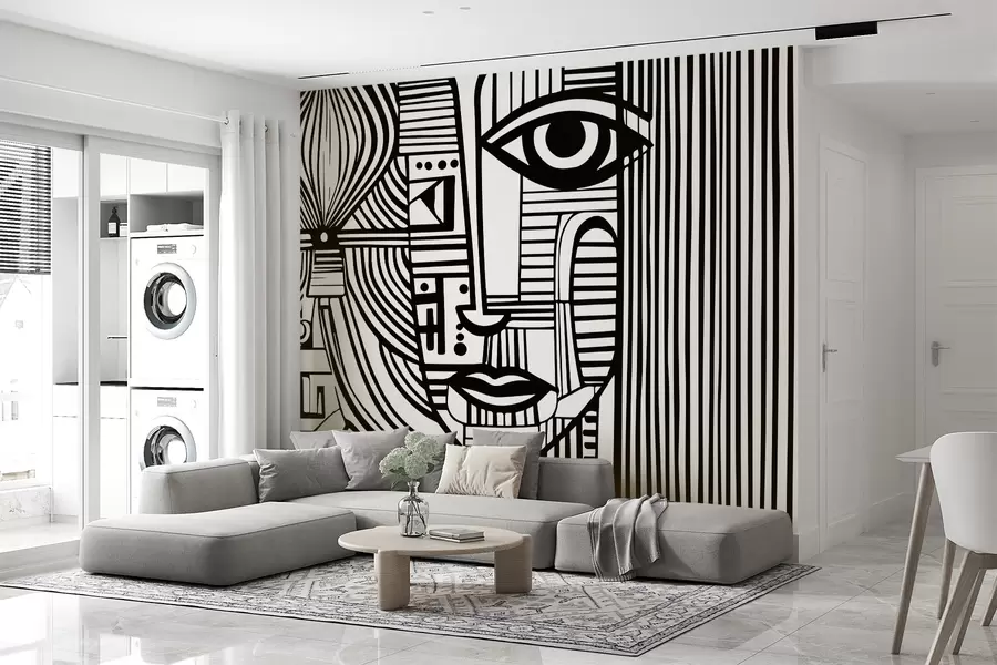 wall murals Abstract black and white face u98714