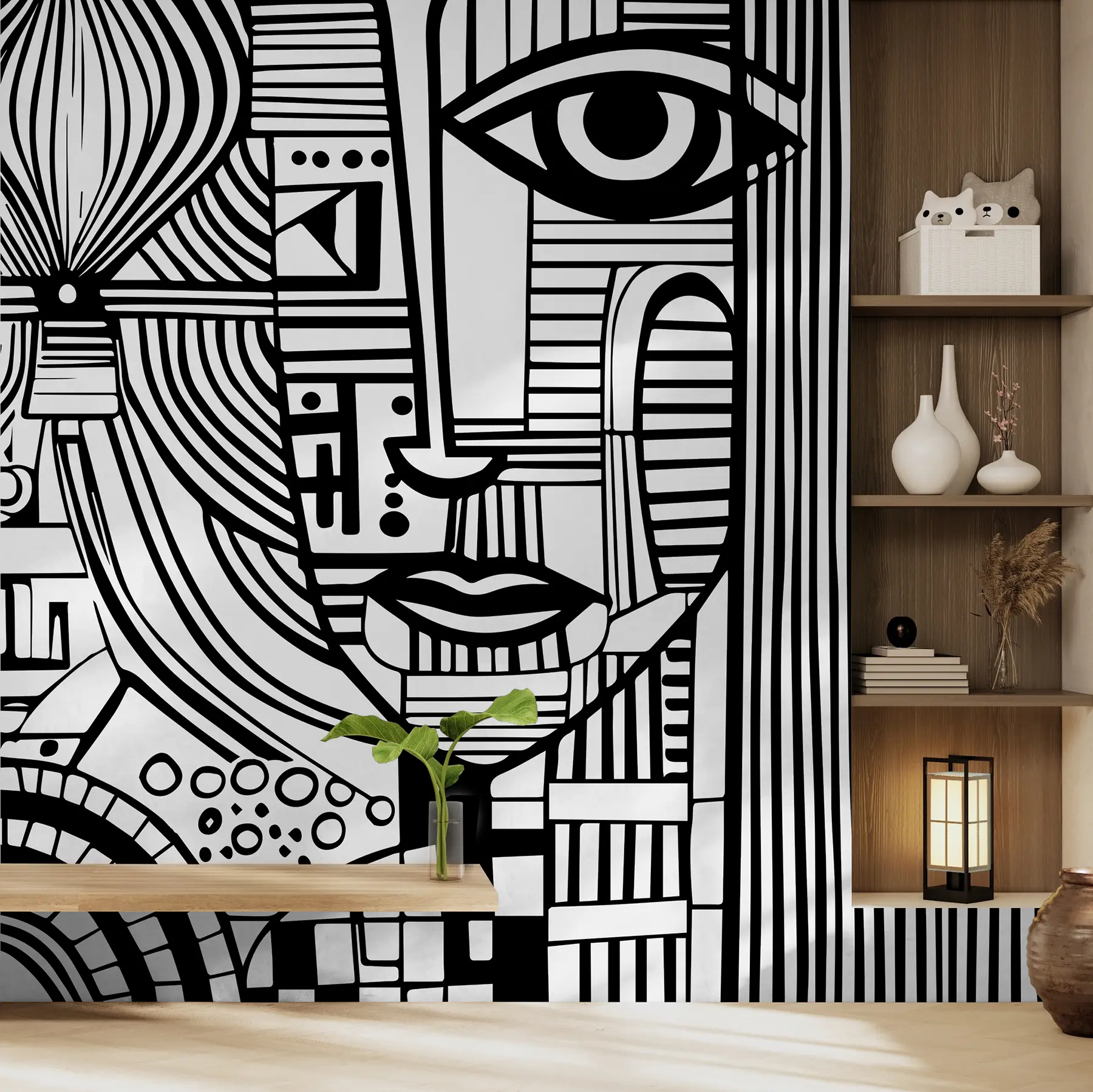 wall murals Abstract black and white face u98714