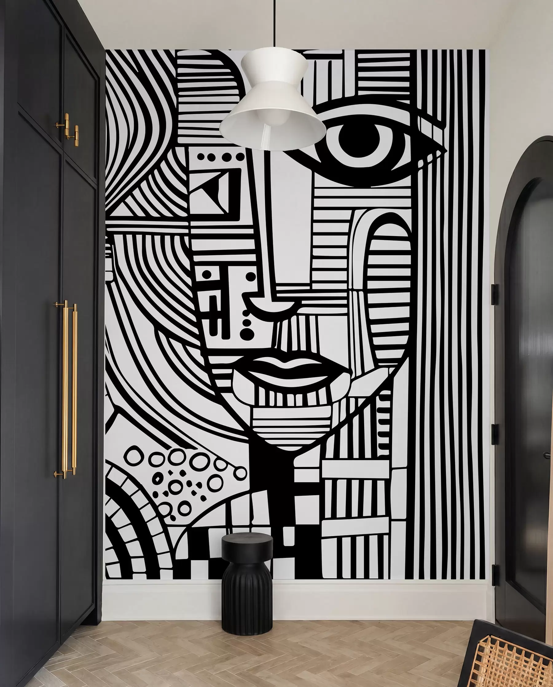 wall murals Abstract black and white face u98714