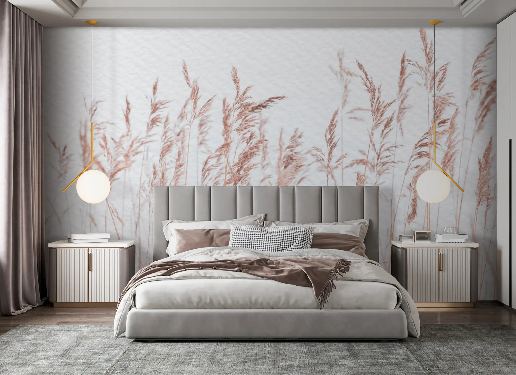 wall murals Trendy dried flowers in boho style vintage paper u98428v1