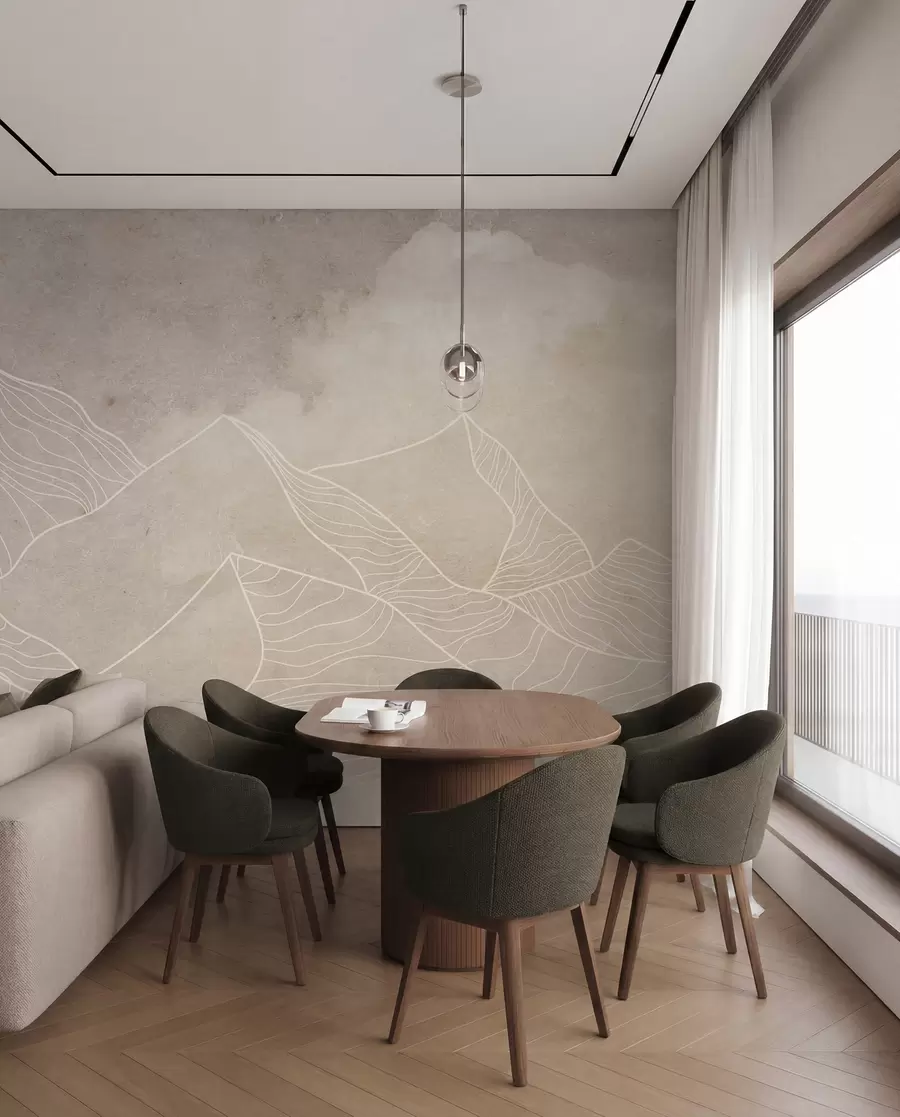 wall murals Grunge Texture with Abstract Mountains, Beige Color, Nature Theme Art u98839