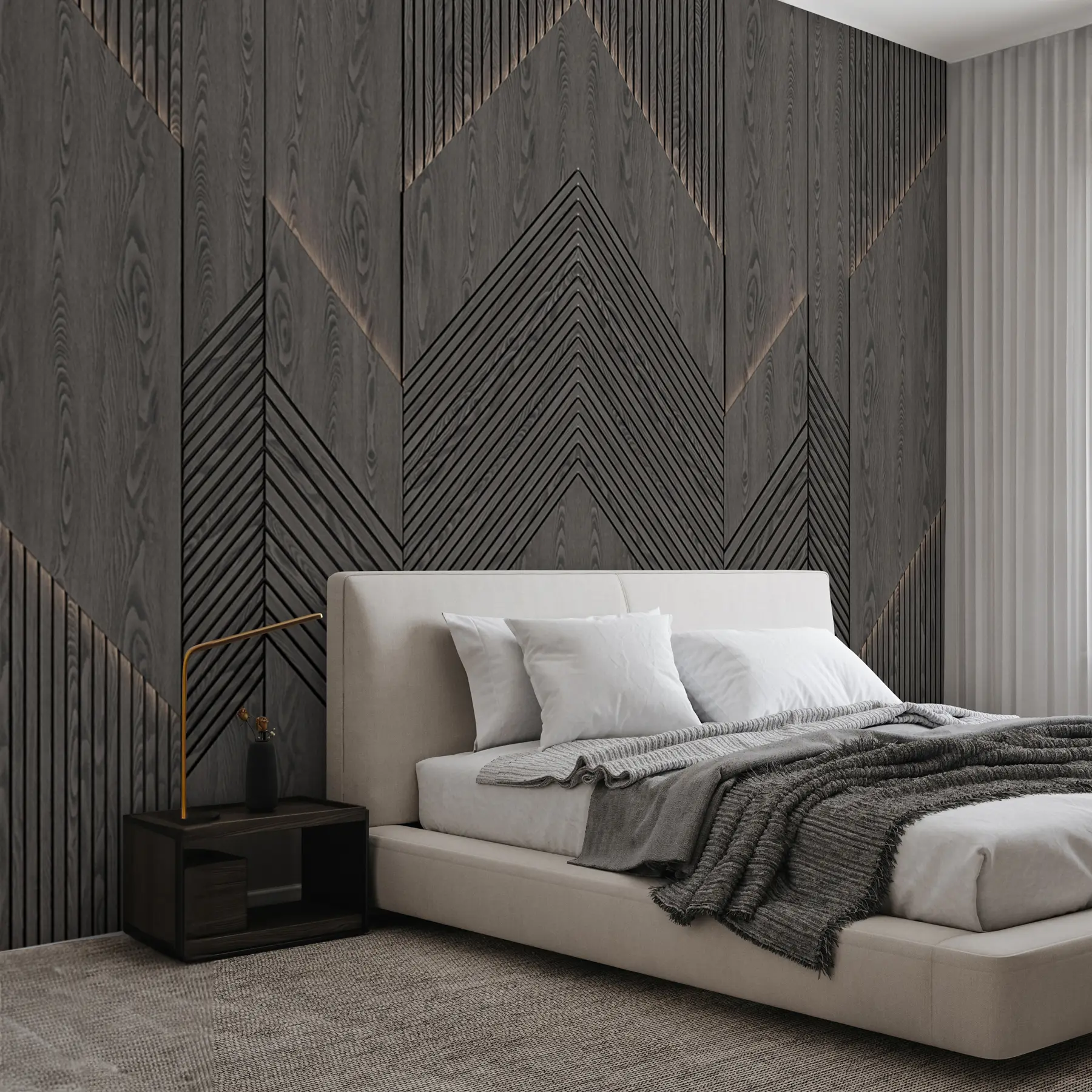 wall murals Wooden geometric panels u98885
