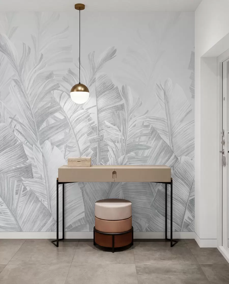 wall murals Tropical Lace — Silver Grey u98951v2