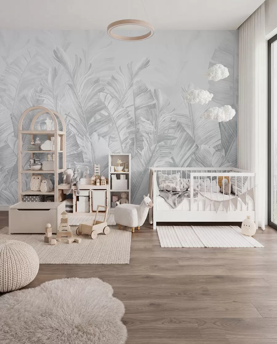 wall murals Tropical Lace — Silver Grey u98951v2