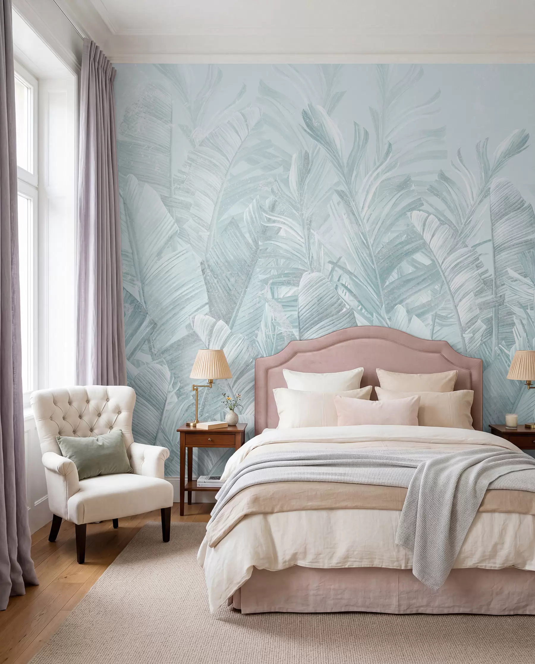wall murals Tropical Lace in Ice Blue u98951v3