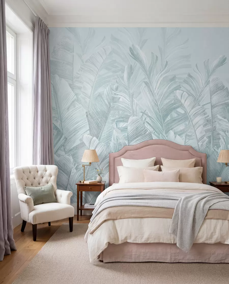wall murals Tropical Lace in Ice Blue u98951v3