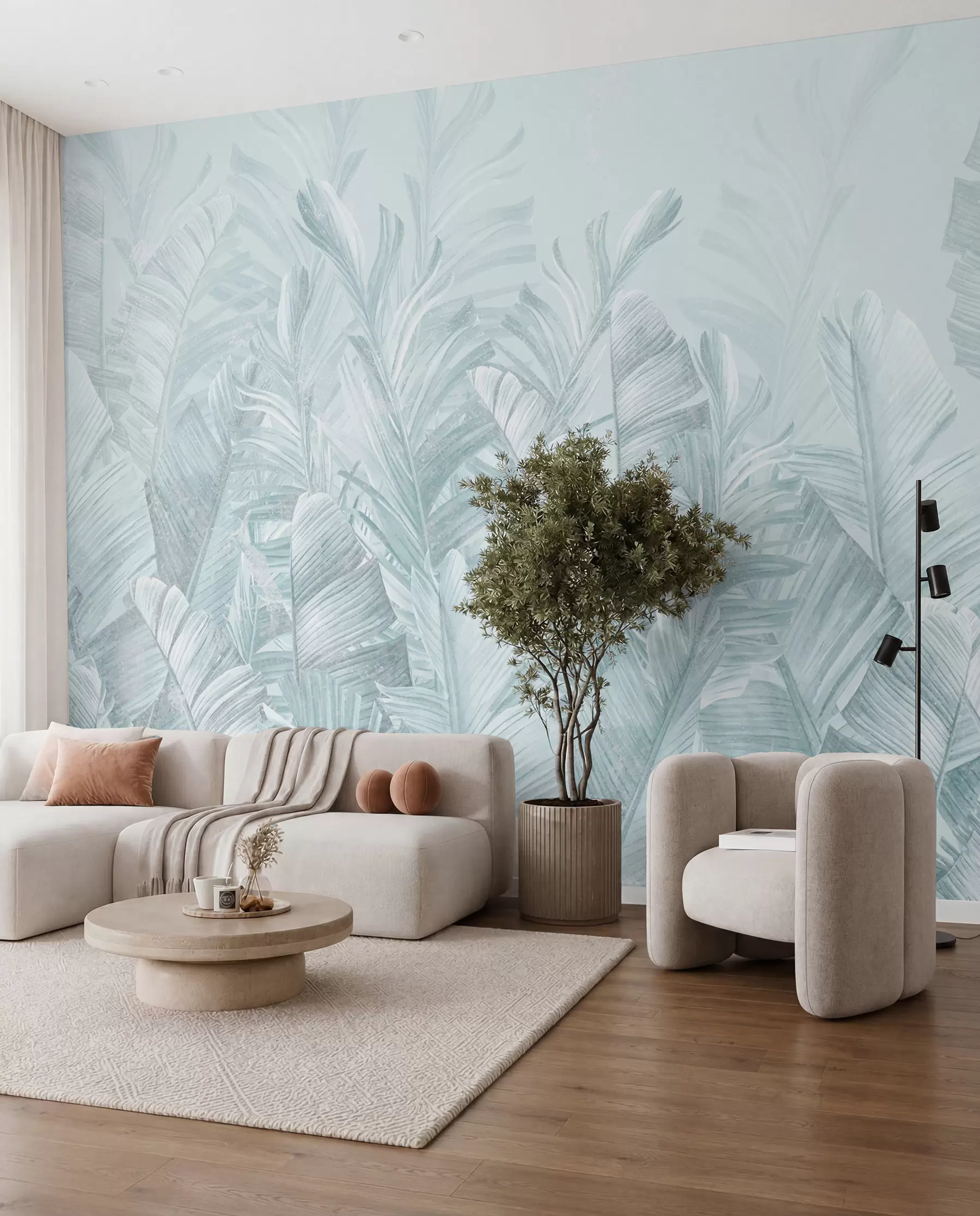 wall murals Tropical Lace in Ice Blue u98951v3
