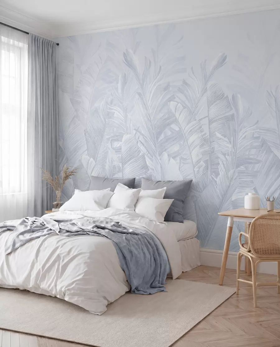 wall murals Trendy tropical blue leaves u98951v5