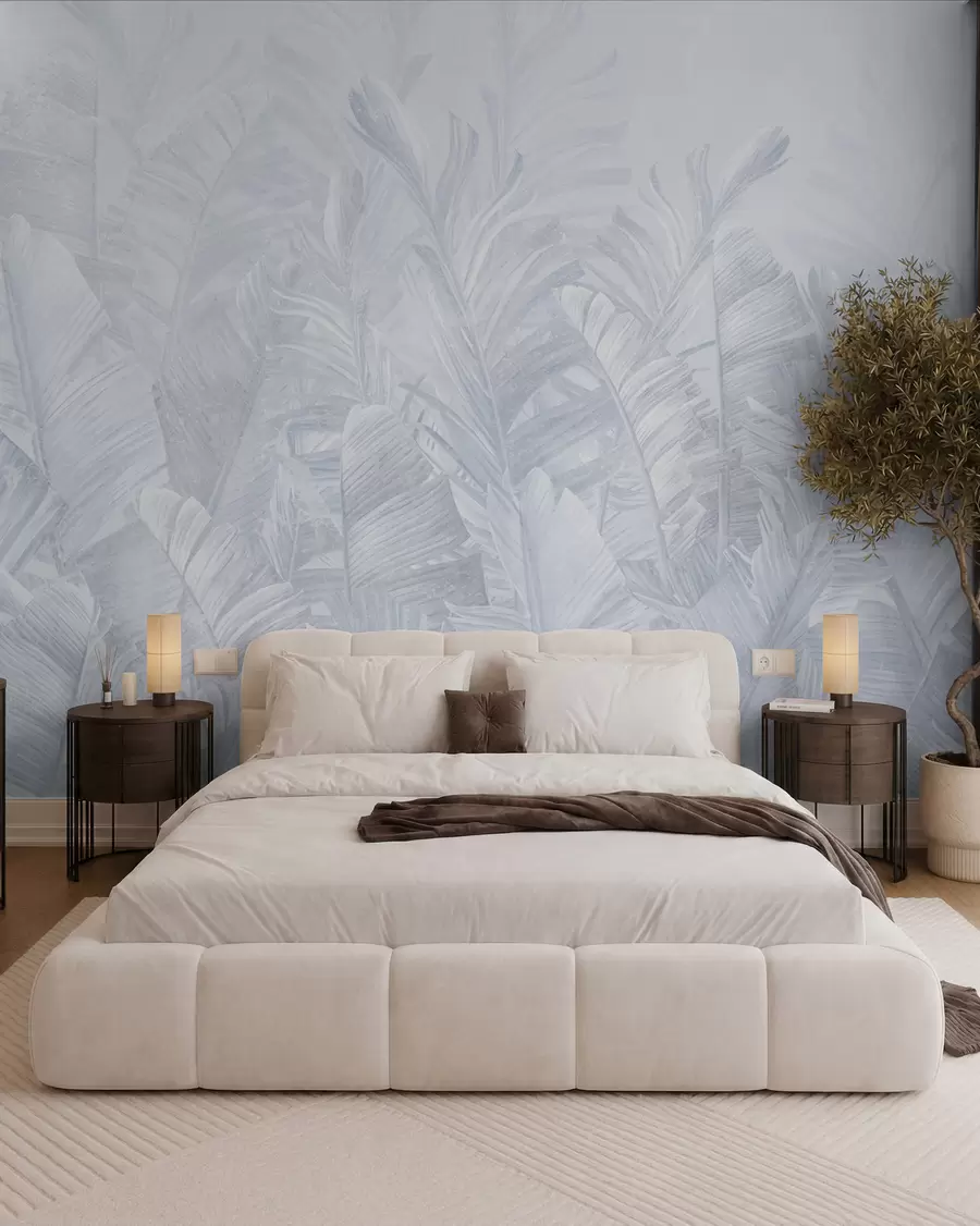 wall murals Trendy tropical blue leaves u98951v5