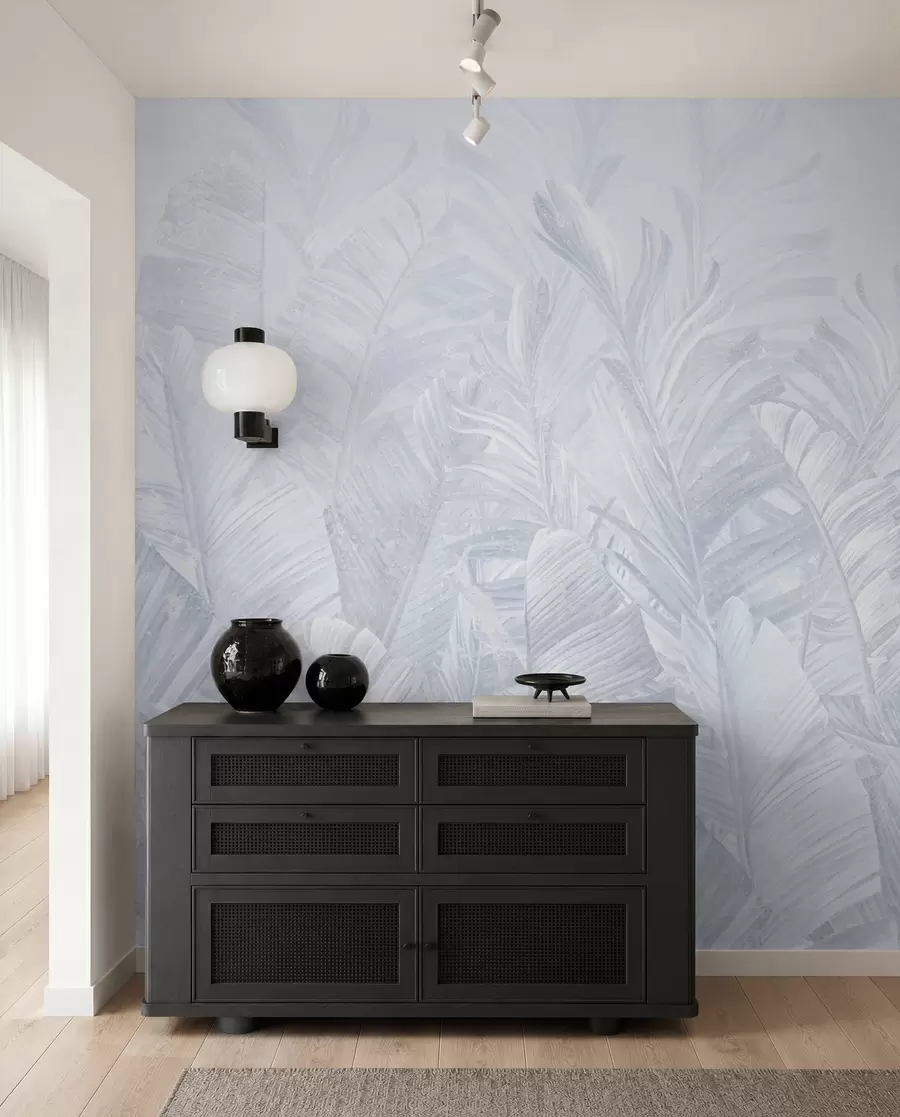 wall murals Trendy tropical blue leaves u98951v5