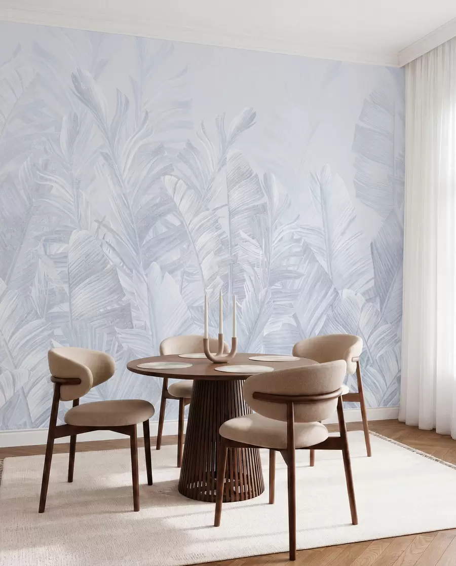wall murals Trendy tropical blue leaves u98951v5