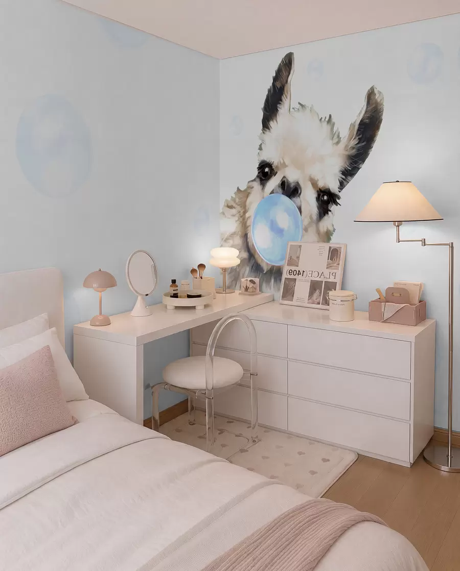 wall murals Llama Bubblegum in Blue u98952v1