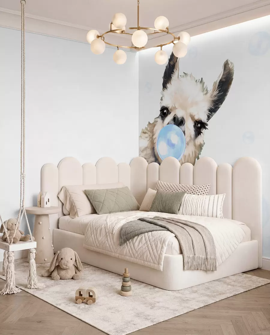 wall murals Llama Bubblegum in Blue u98952v1