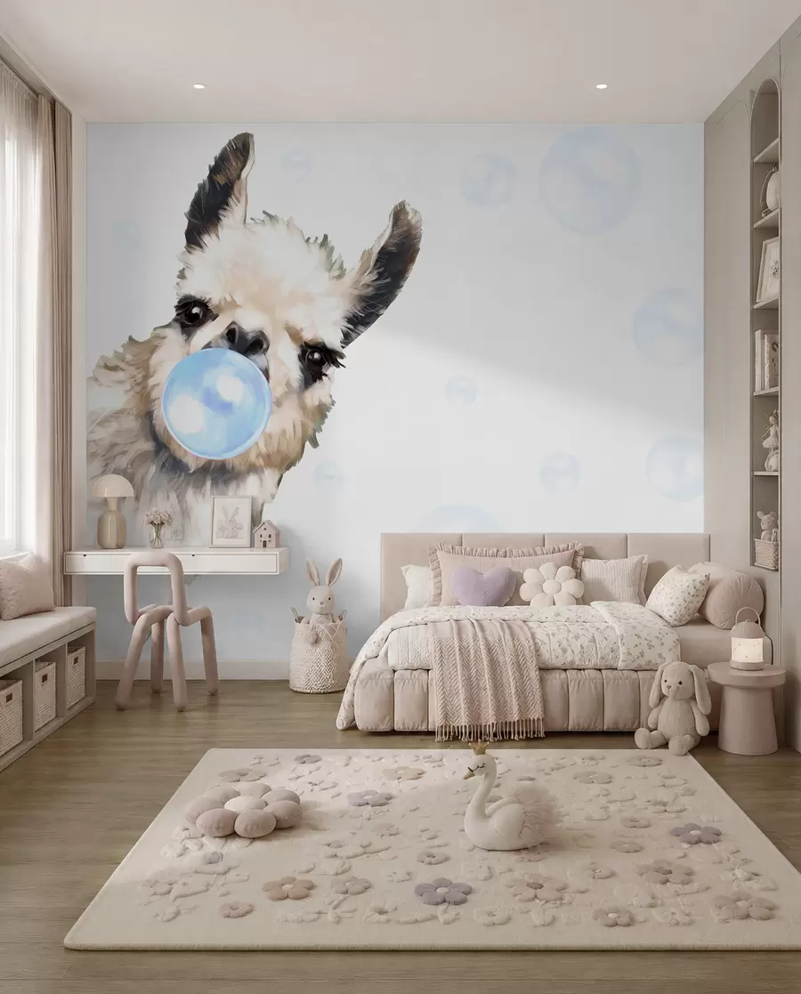 wall murals Llama Bubblegum in Blue u98952v1