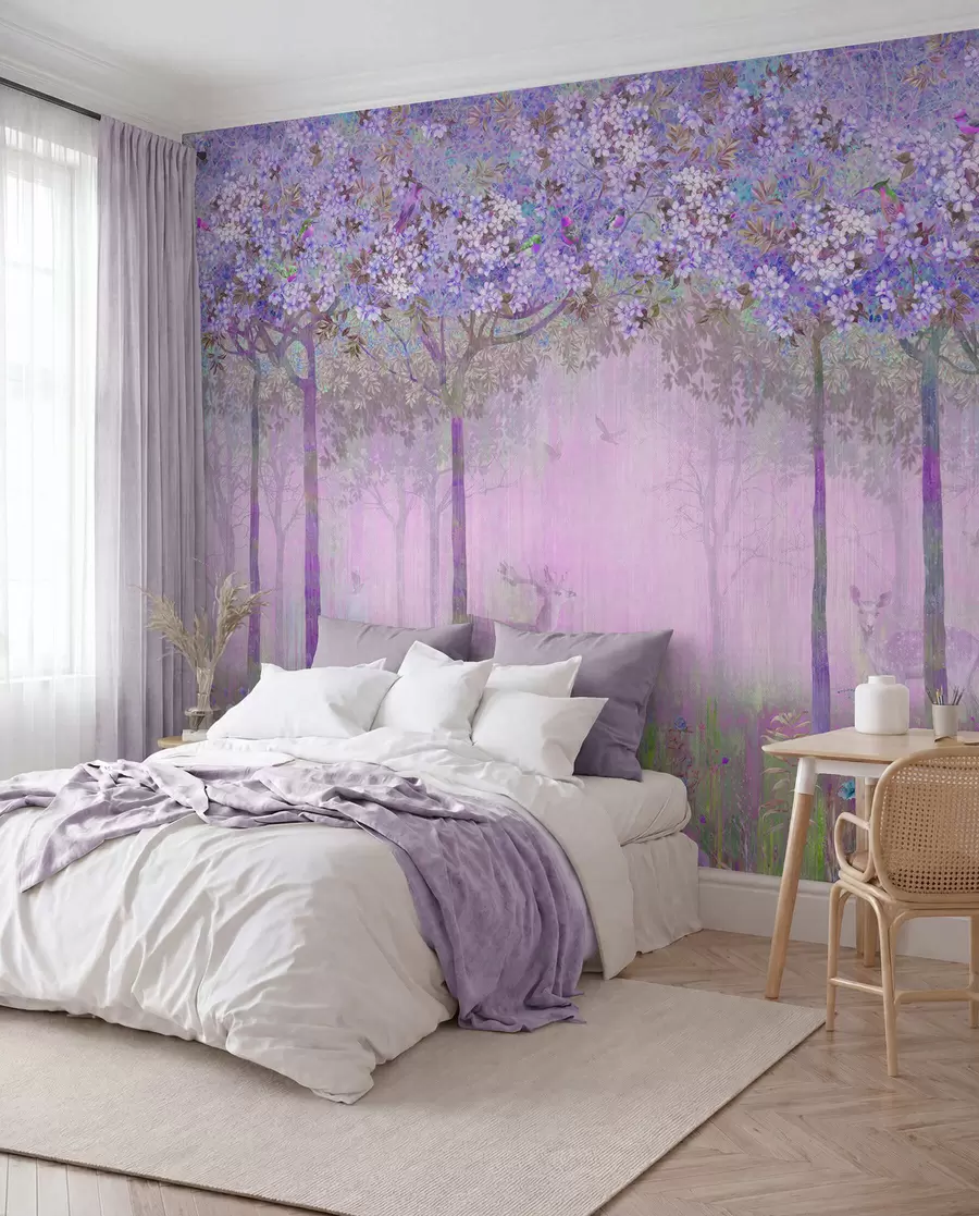wall murals Blossom Wood — Lilac u62100v2