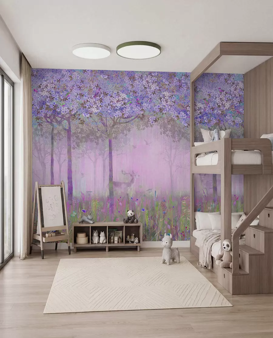 wall murals Blossom Wood — Lilac u62100v2