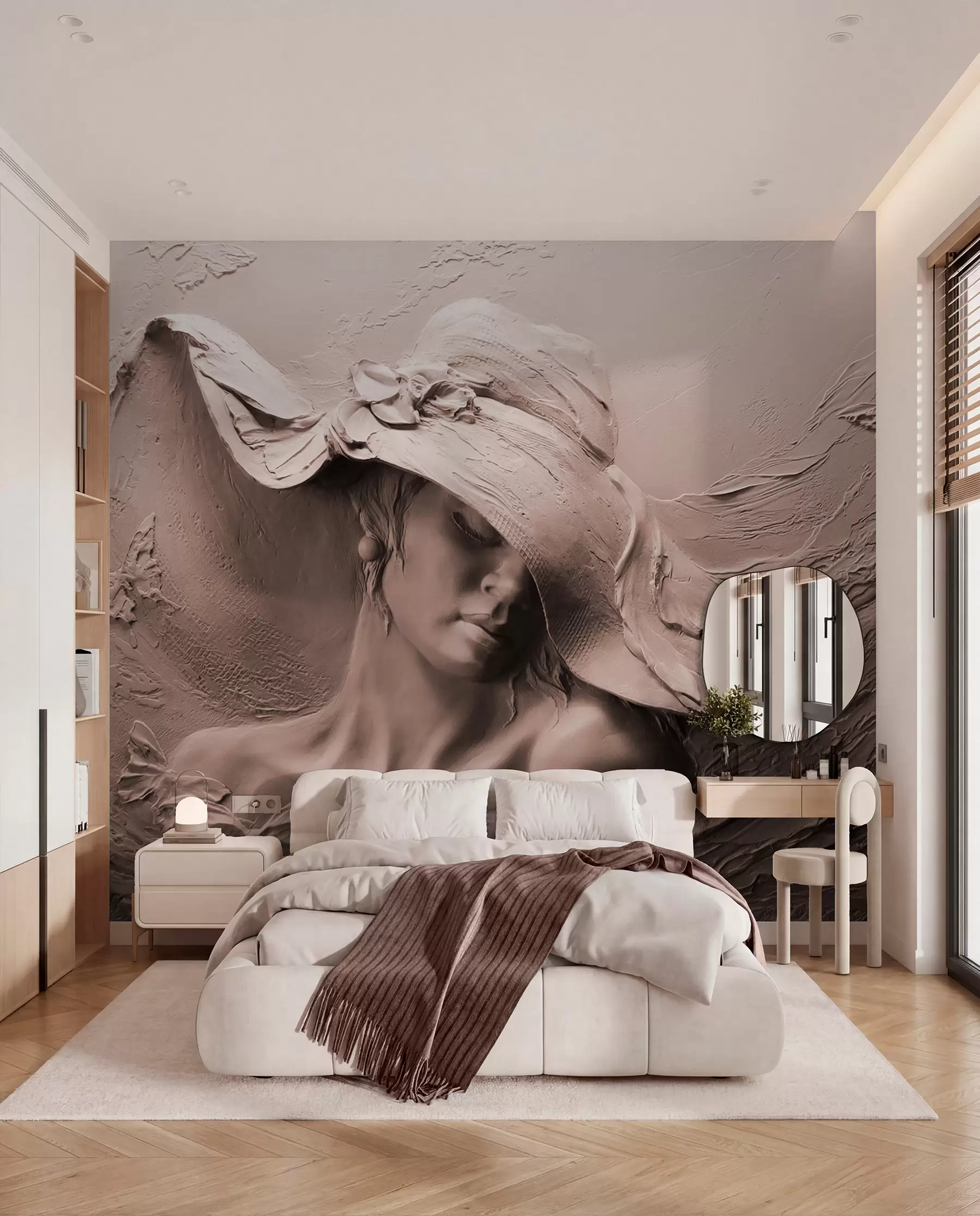wall murals Woman in a hat 3D u62592v1