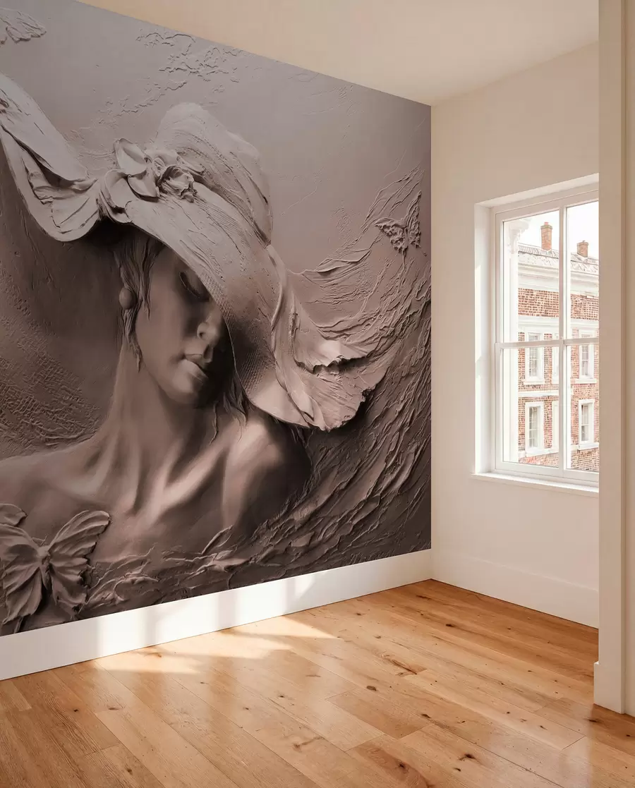 wall murals Woman in a hat 3D u62592v1