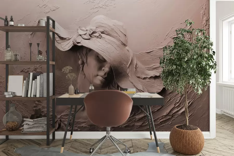 wall murals Woman in a hat 3D u62592v1