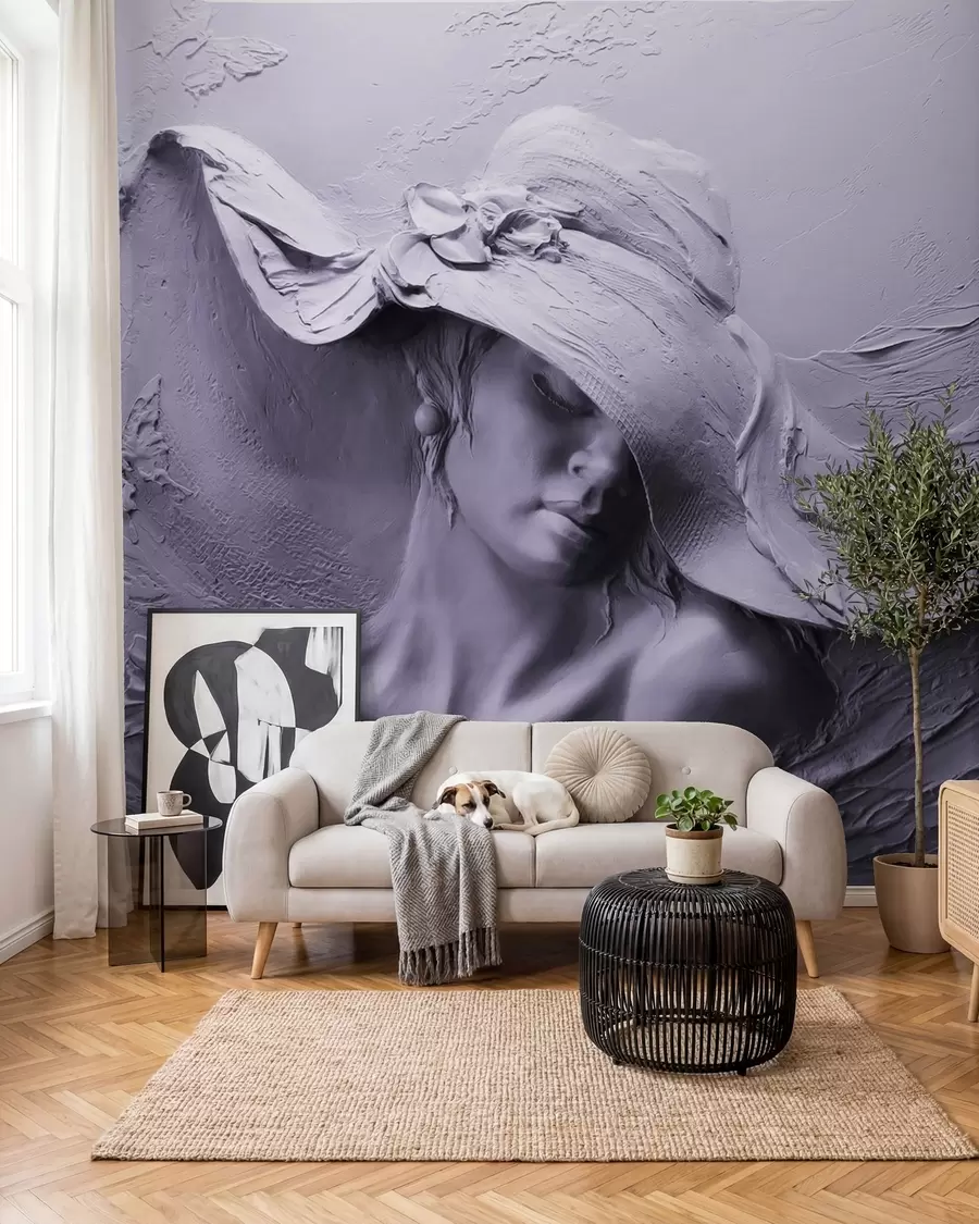 wall murals Woman in a hat 3D u62592v3