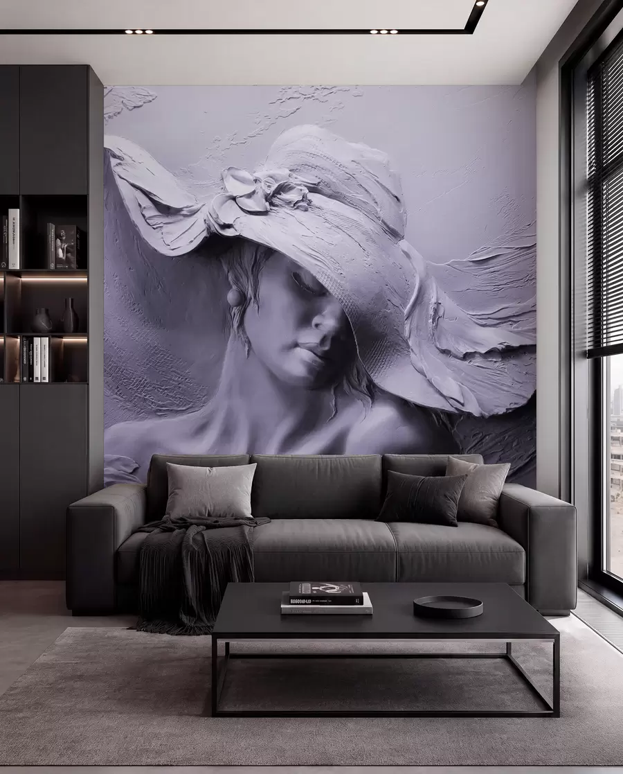 wall murals Woman in a hat 3D u62592v3