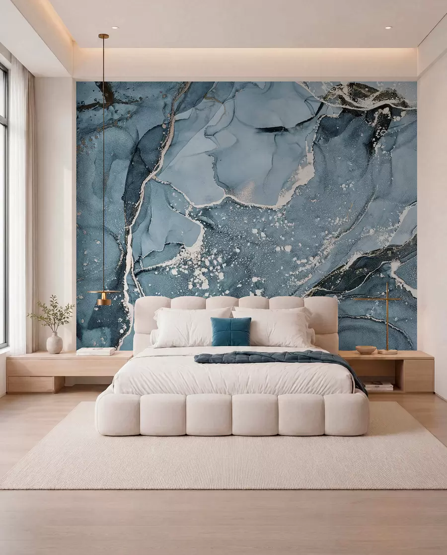 wall murals Blue and Amber Marble u93578v3