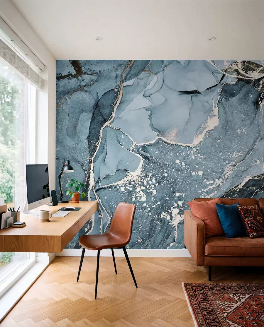 wall murals Blue and Amber Marble u93578v3