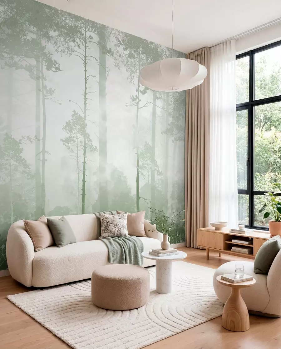 wall murals The forest in the fog u94439v2